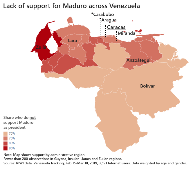 Lack of support for Maduro across Venezuela