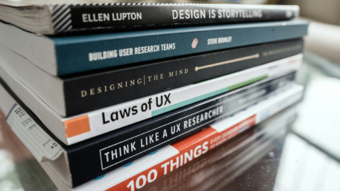 Stack of UX design books