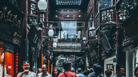 Crowd in china busy street